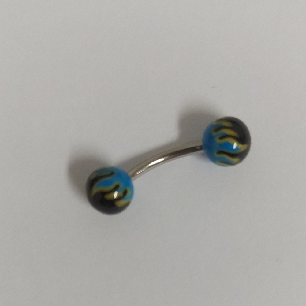 Blue and Black Barbell Piercing